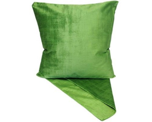 Warm green cushion cover made from thick fabric, with easy-access zip, measuring 44cm x 44cm for stylish home decor.