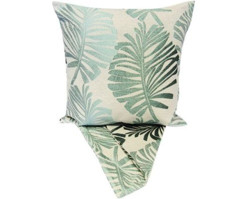 Lush green Parlor Palm Cushion Cover in thick fabric, 44cm x 44cm, featuring a convenient zip for easy washing.