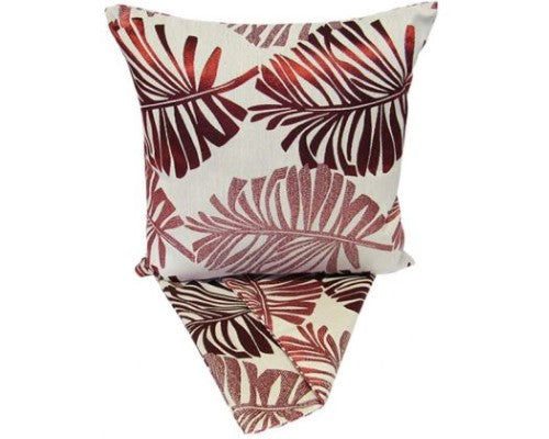 Cushion cover featuring vibrant Parlor Palm design in red, made from thick fabric, measuring 44cm x 44cm with easy-access zip.