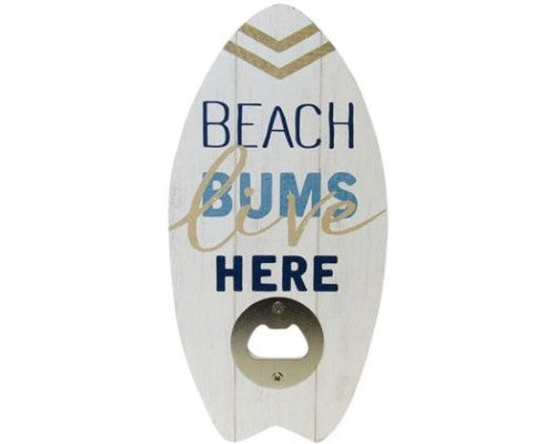 Surfboard bottle opener in beach theme, measuring 20x8 cm, perfect for opening drinks and enhancing decor.