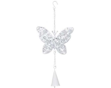 White tin butterfly wall art, 16.5 x 11.5 cm, adding rustic elegance and charm to any living space.