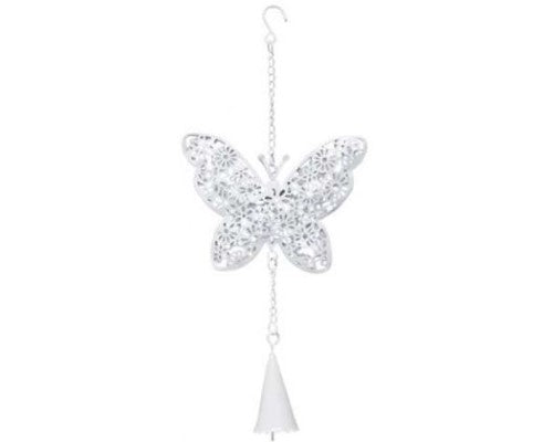 White tin butterfly wall art, 16.5 x 11.5 cm, adding rustic elegance and charm to any living space.