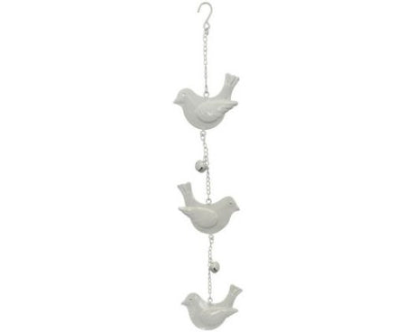 Rustic wall hanger featuring three detailed bird sculptures, ideal for keys and decor, 36.5 cm long by 7.5 cm wide.