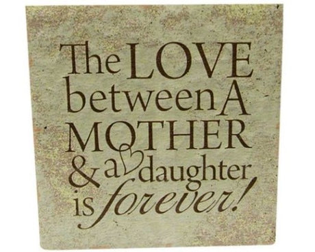 Heartfelt ceramic art tile with stand, expressing love for mothers, perfect for home decor or as a thoughtful gift.