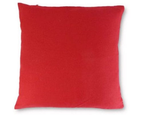 Vibrant red cushion cover in thick fabric, 44cm x 44cm, with zip closure for easy cleaning, perfect for any home decor.