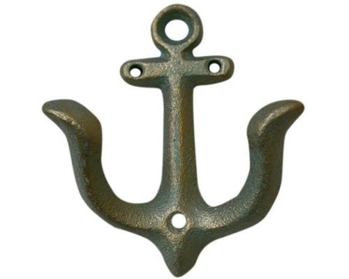 Stylish metal anchor hook for coats and towels, perfect for nautical decor in homes or boats, measuring 13 cm x 9.5 cm.