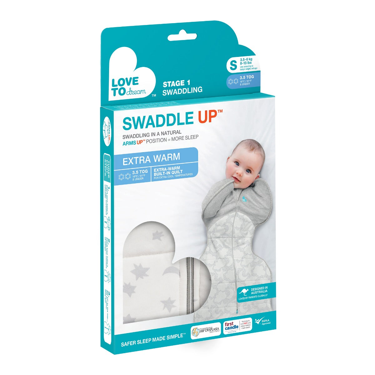 Love to Dream Swaddle Up™ Extra Warm 3.5 TOG - Moonlight White - Small