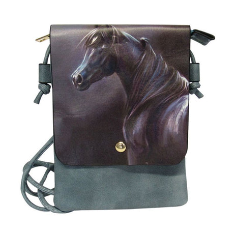 Stylish Bay Horse shoulder bag in soft leather-look PU with zip top, spacious interior, and adjustable strap for hands-free convenience.