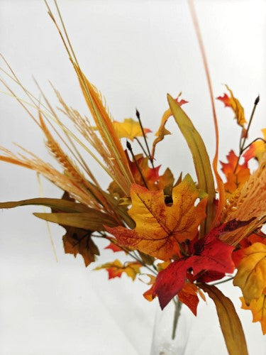 Artificial Autumn Leaf Bush with Wheat - Large