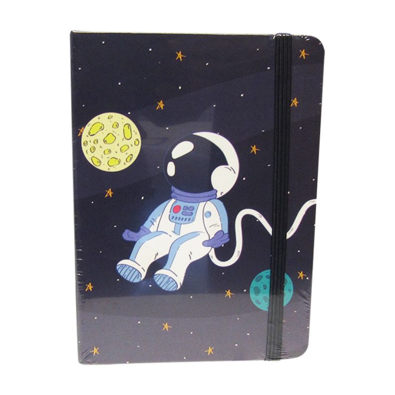 Cosmic-themed notebook featuring a stunning moon design, 14.5cm, 96 lined pages, ideal for creative note-taking.