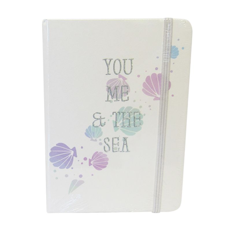 Sealife Scallops Notebook, 14.5cm, features lined pages and elastic closure, perfect for jotting notes and sketches.