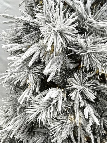Snowy Pine Christmas Tree with 420 Lights and Pinecones - 7.5ft
