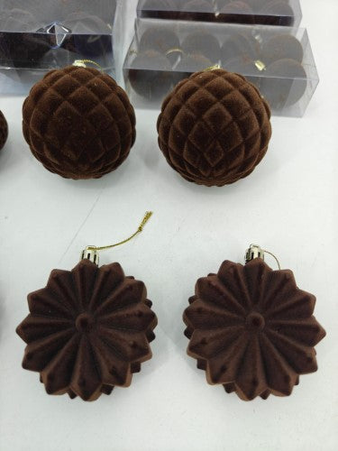 Velvet Christmas Tree Baubles - Copper - Set of 48