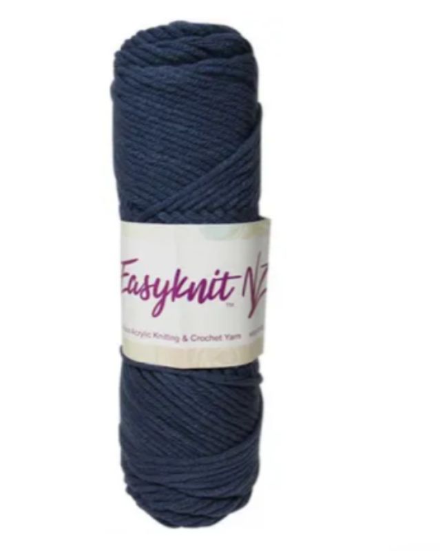 100g EasyKnit Premium Denim Blue yarn, super soft acrylic, 8-ply, perfect for cozy garments and stylish accessories.