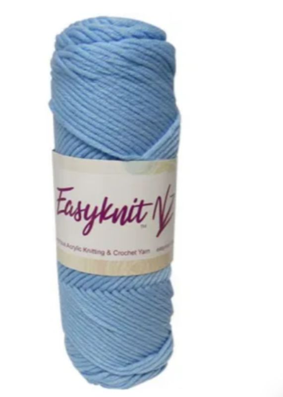 Soft light blue EasyKnit acrylic yarn, 100g ball, perfect for knitting and crochet projects, with excellent stitch definition.