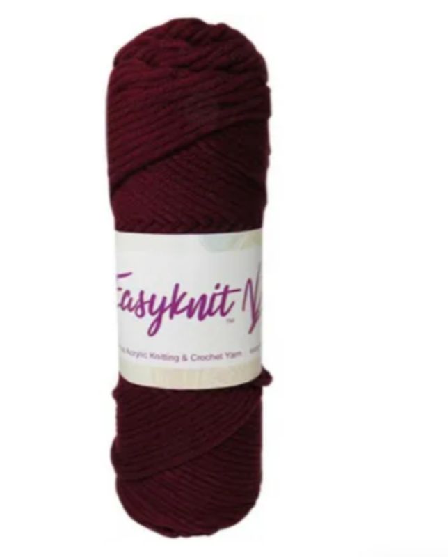 EasyKnit Premium Wine Red yarn in 100g, ultra-soft acrylic, perfect for knitting and crochet projects with rich color.