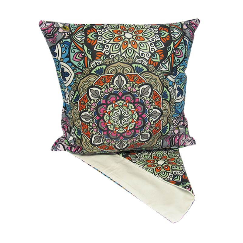 Mandala Mosaic cushion cover in vibrant colors, 44cm, adding elegance and durability to your home decor.