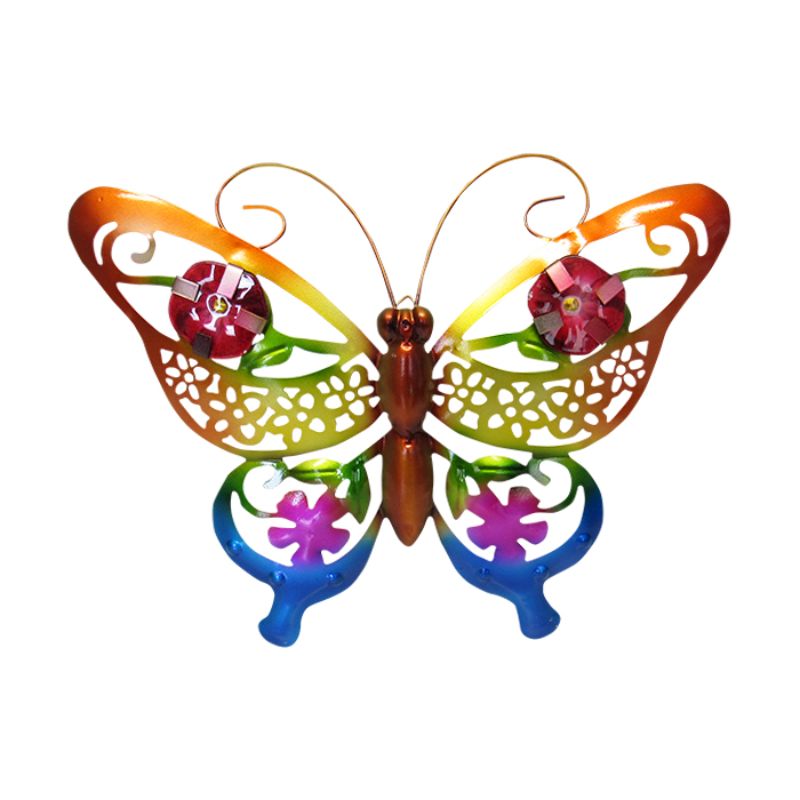 Vibrant orange aluminum butterfly wall art, 36x29 cm, perfect for enhancing indoor and outdoor spaces.