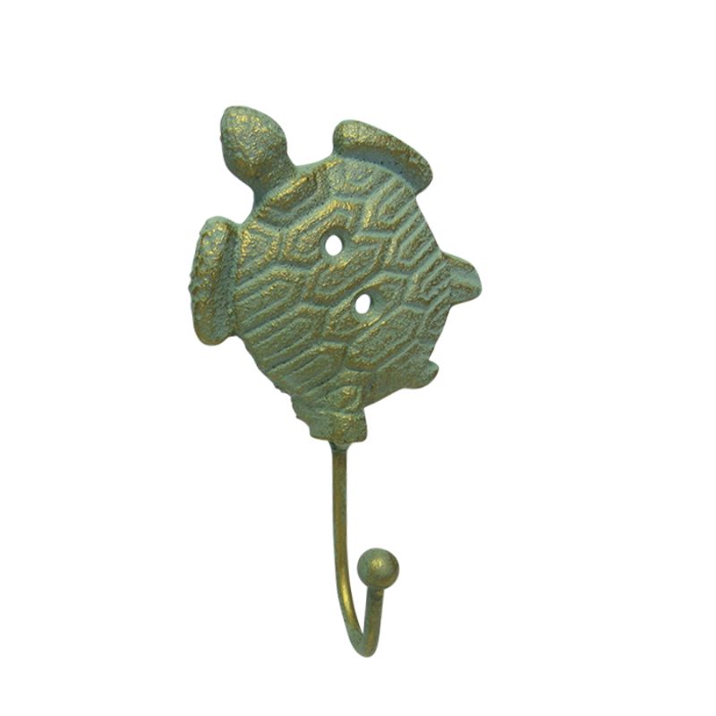 Cast iron tortoise hook, 14.5cm, perfect for hanging keys or hats, adds rustic charm to home decor.