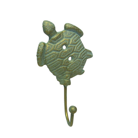 Cast iron tortoise hook, 14.5cm, perfect for hanging keys or hats, adds rustic charm to home decor.