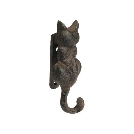 Cast iron cat door knocker, 14.5cm, durable, antique finish, ideal for cat lovers and home decor.
