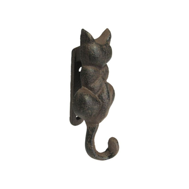 Cast iron cat door knocker, 14.5cm, durable, antique finish, ideal for cat lovers and home decor.