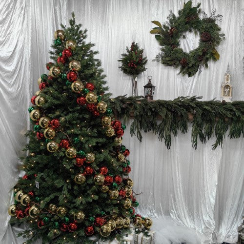Christmas Bauble Garland - Gold Red Green - 200cm