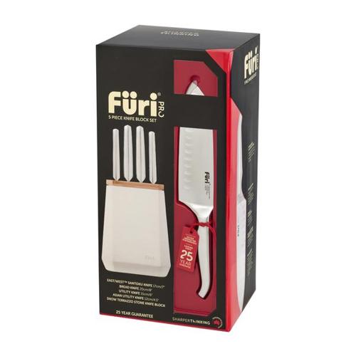 Furi - Stone Knife Block Snow Terrazzo Set 5 Piece