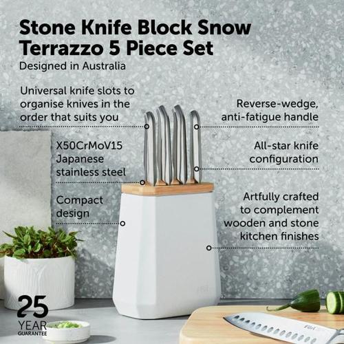 Furi - Stone Knife Block Snow Terrazzo Set 5 Piece