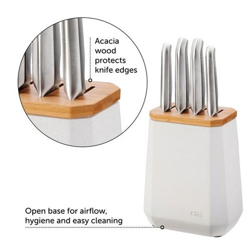 Furi - Stone Knife Block Snow Terrazzo Set 5 Piece