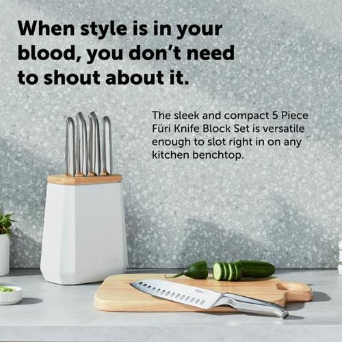 Furi - Stone Knife Block Snow Terrazzo Set 5 Piece