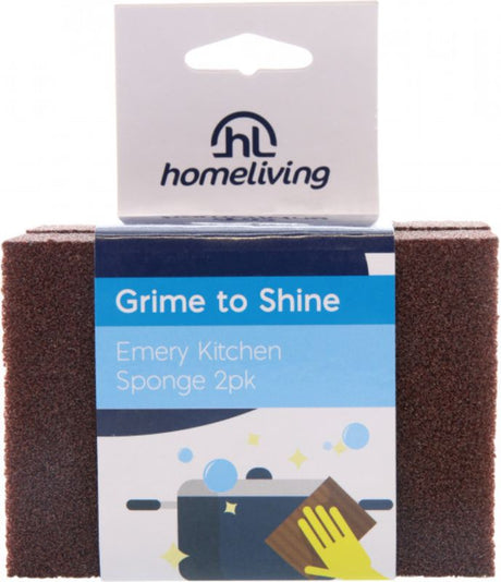 Emery Kitchen Sponges 2-pack by Homeliving, durable melamine sponges for effective, gentle cleaning of pots, pans, and surfaces.