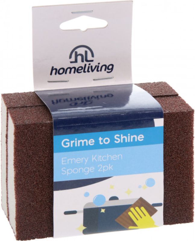 Emery Kitchen Sponges 2pk by Homeliving, durable melamine sponges for effective cleaning of pots, pans, and surfaces.