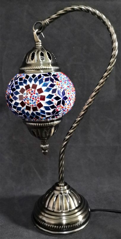 Turkish Mosaic Lamp - Swan Neck Multicolour (37cm)