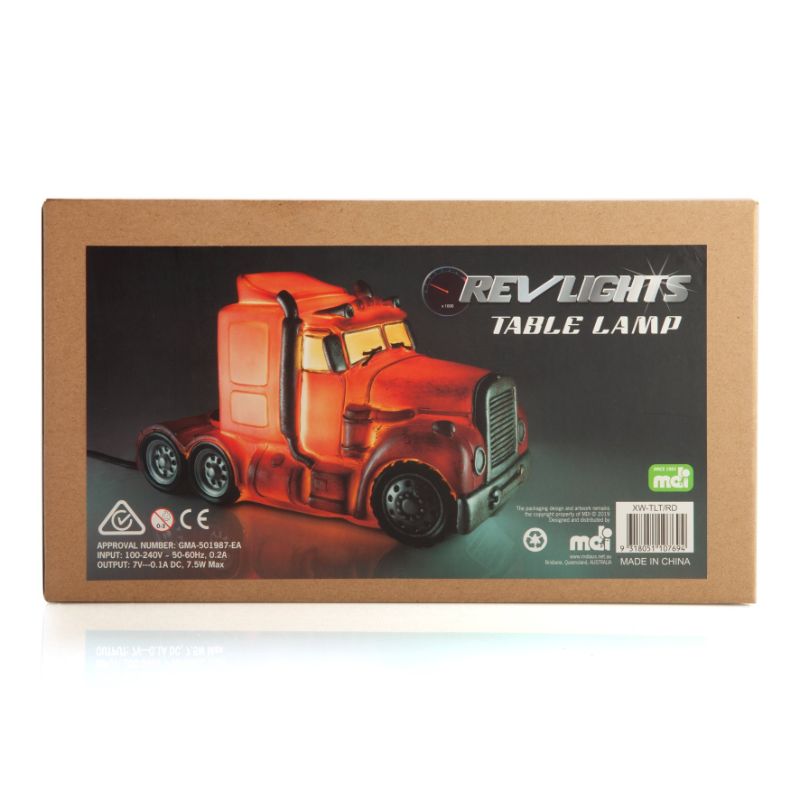 Table Lamp - Red Metal Look Truck (24.6cm)