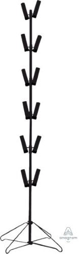 Sleek black metal floor display holds up to 90 air-filled balloons for eye-catching promotional setups.