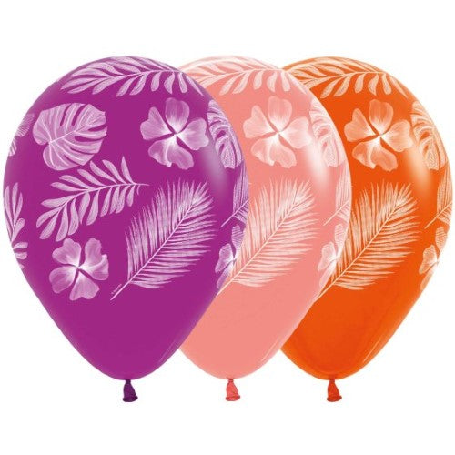 Vibrant 30cm Tropical Paradise assorted latex balloons, pack of 25, perfect for summer and festive celebrations.