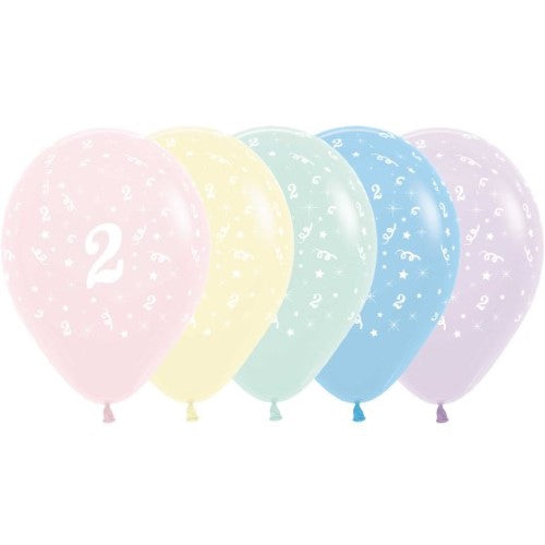 Sempertex 30cm Age 2 Pastel Matte Assorted Latex Balloons, - Pack of 25