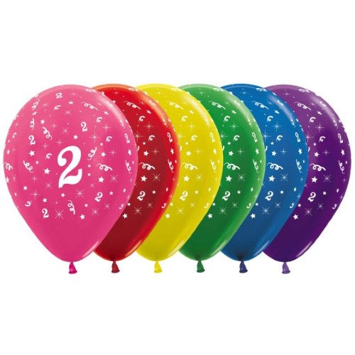 Sempertex 30cm Age 2 Metallic Assorted Latex Balloons, - Pack of 25