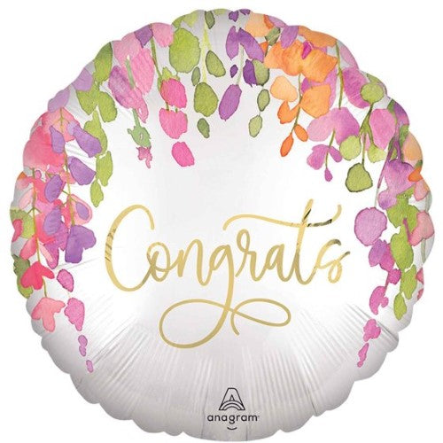 45cm floral congratulations balloon with vibrant patterns, perfect for celebrating special moments and events.