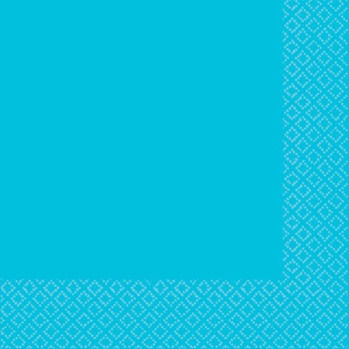 Caribbean blue beverage napkins, 2-ply, FSC certified, pack of 40 for parties and events.