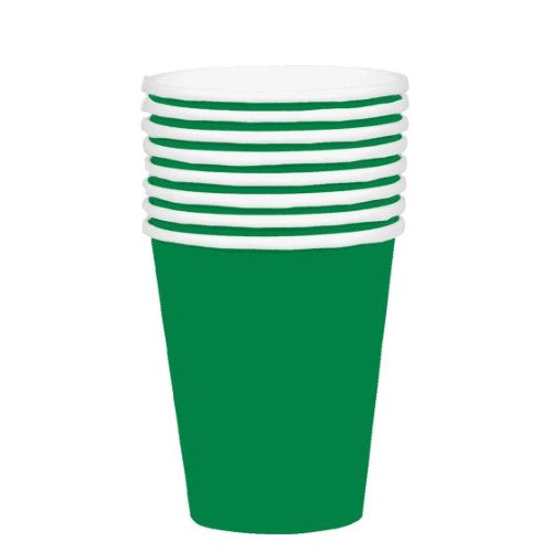 Festive green 354ml paper cups, pack of 20, eco-friendly for hot/cold drinks, perfect for parties and gatherings.