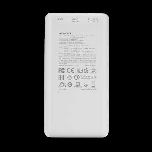 ADATA P20000QCD POWERBANK 20000MAH WHITE