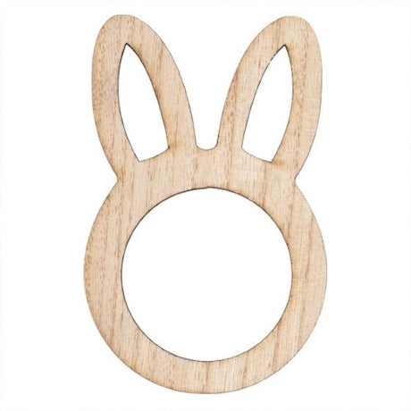 Set of 6 eco-friendly wooden bunny napkin rings, perfect for festive Easter table settings.