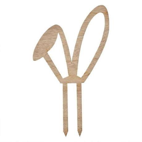 Wooden bunny ear cake topper, eco-friendly, perfect for Easter desserts and celebrations.