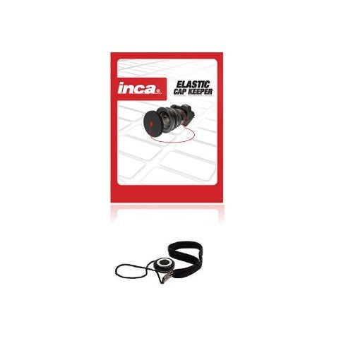 Elastic lens cap keeper for DSLR, video, and compact cameras to prevent loss.