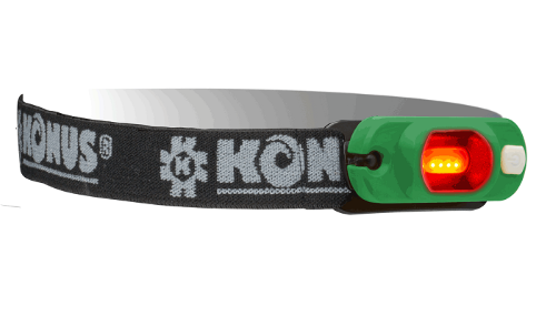 KONUSFLASH-6 headlamp with 250 lumens, adjustable strap, USB rechargeable, and water-resistant for outdoor adventures.