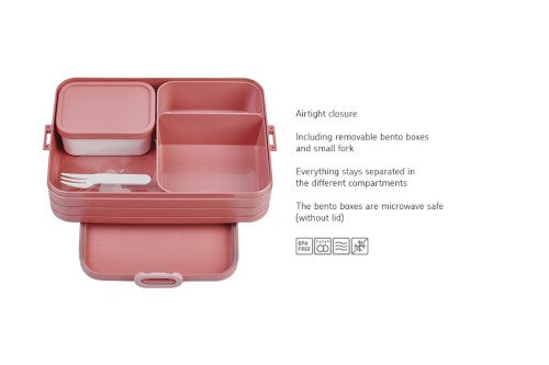 Large Vivid Mauve Bento Box with two compartments and removable microwave-safe tray for stylish meal storage.