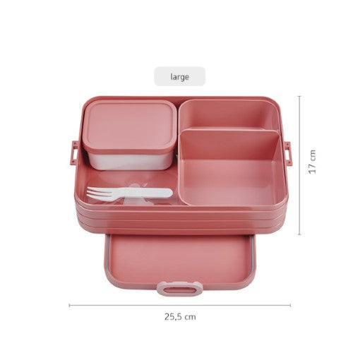 Large Vivid Mauve Bento Box with two compartments, microwave-safe tray, and BPA-free material for stylish meal storage.