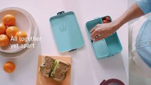 Large Vivid Mauve Bento Box by Mepal features two compartments, microwave-safe tray, and BPA-free materials for stylish meal storage.